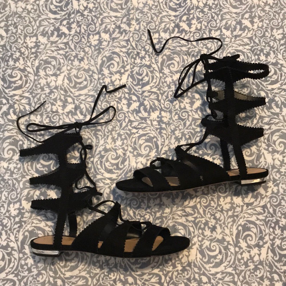 Schutz Black Suede Gladiator Sandal